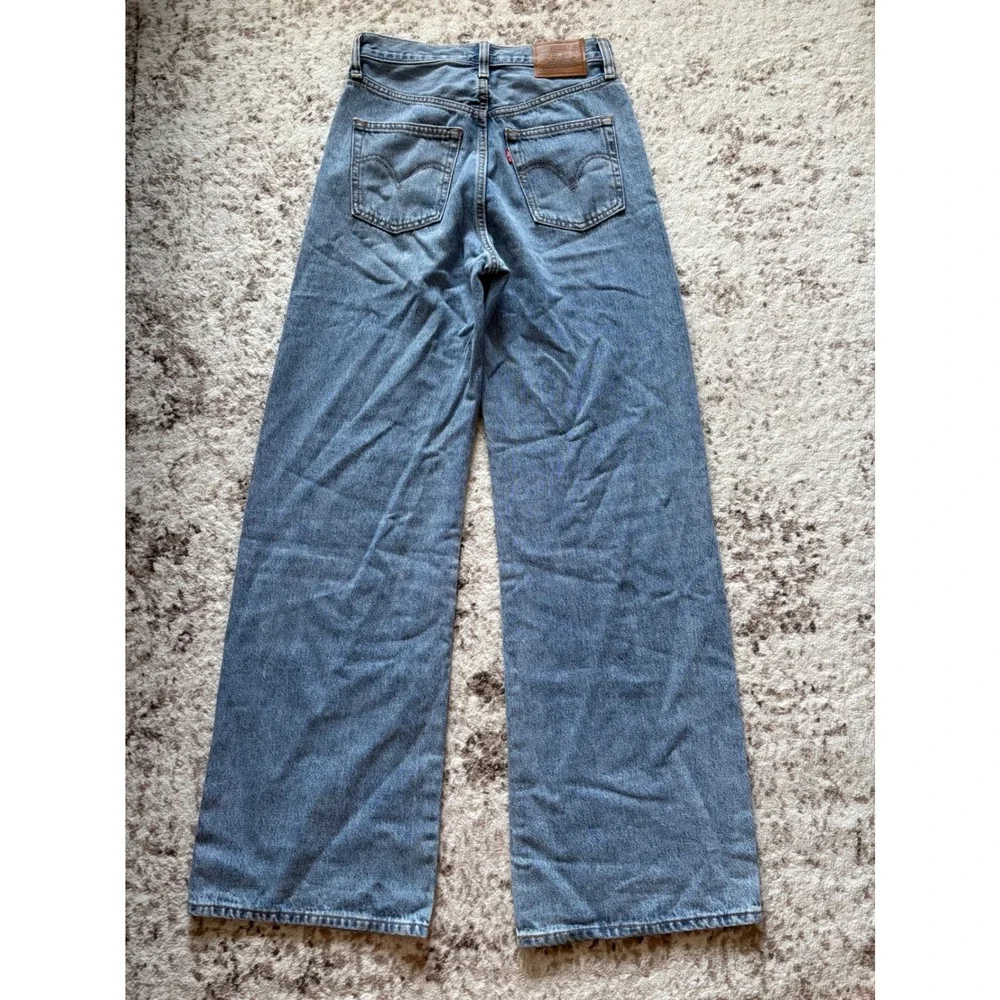 Levi's Jeans Women Size 26 Blue Ribcage Wide Leg High Rise Denim Skater Pants - Picture 2 of 10